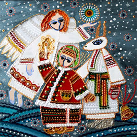 Різдвяний живопис на шклі.  Наталія та Роман Юсипчуки